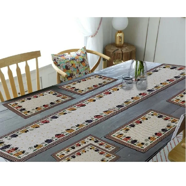 Wholesale best price rectangle kitchen restaurant custom 100% Organic Cotton dining table mats GOTS Certificate for Home Decors