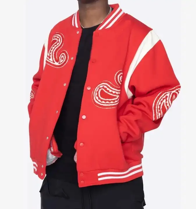 Custom Clothing Manufacturers Varsity Jacket Pu Leather Heavyweight Chenille Embroidery And Patch Leather Jacket For Men