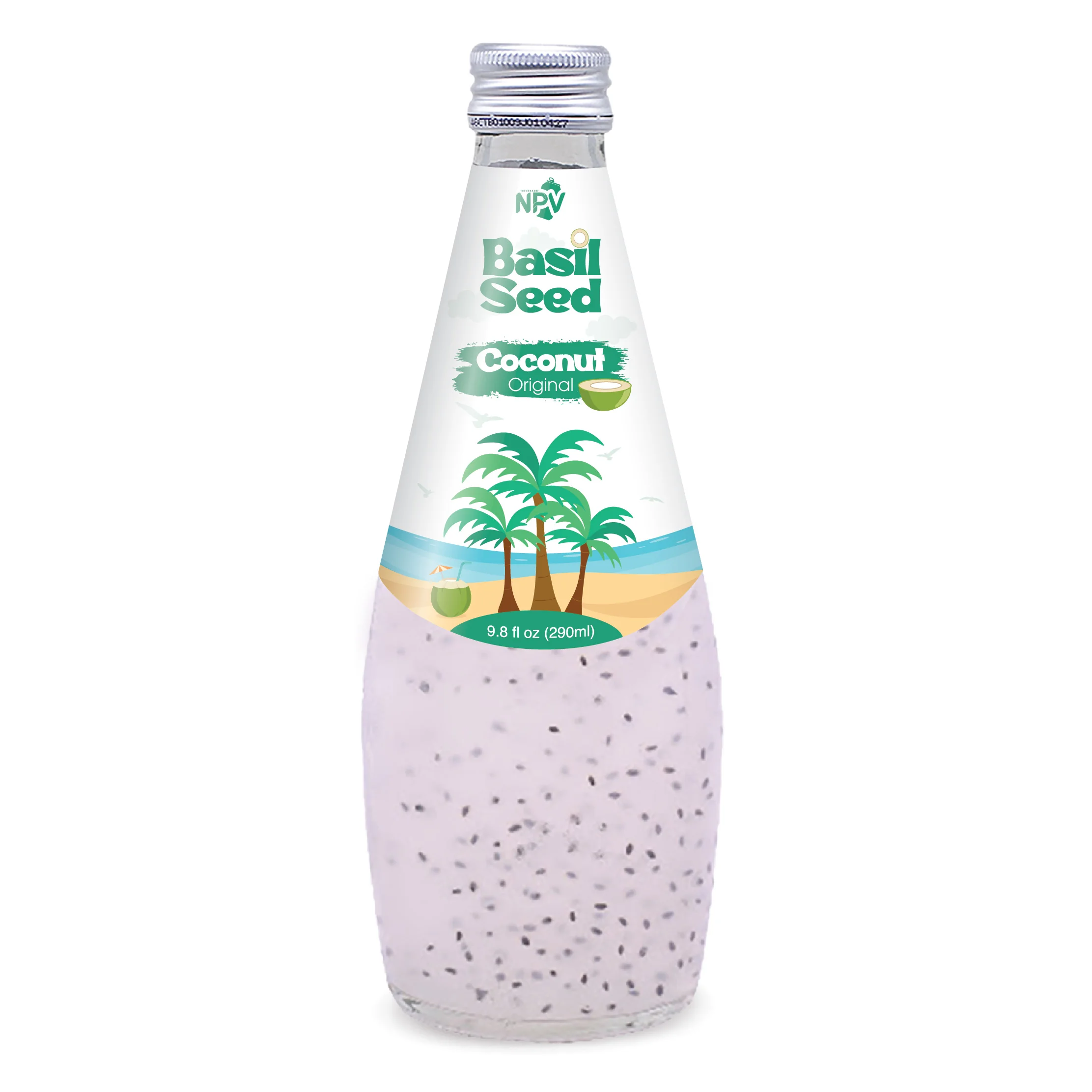 Supplier OEM  290 ml bottle  Basil Seed Drink Coconut Water Strawberry  Flavor Free Sample Free Design