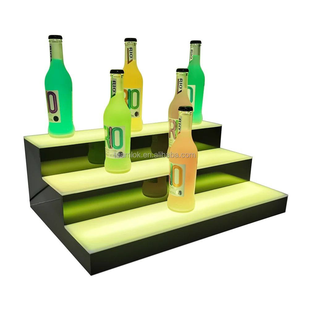 20 Inch LED Lighted Liquor Bottle Display Shelf|3-Step Lighted Liquor Bottle Shelf for Home/Commercial Bar with Remote 2023