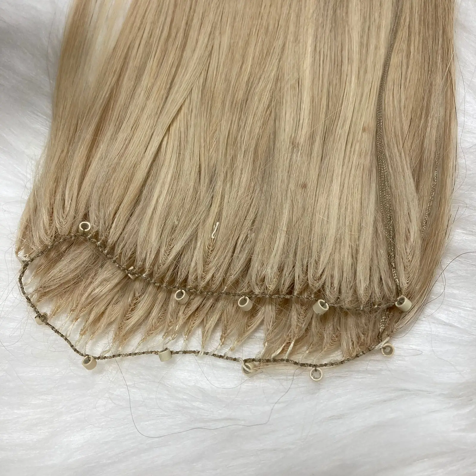Supply Feather Weft hair extension straight blonde color 100% virgin human hair in Apohair Viet Nam
