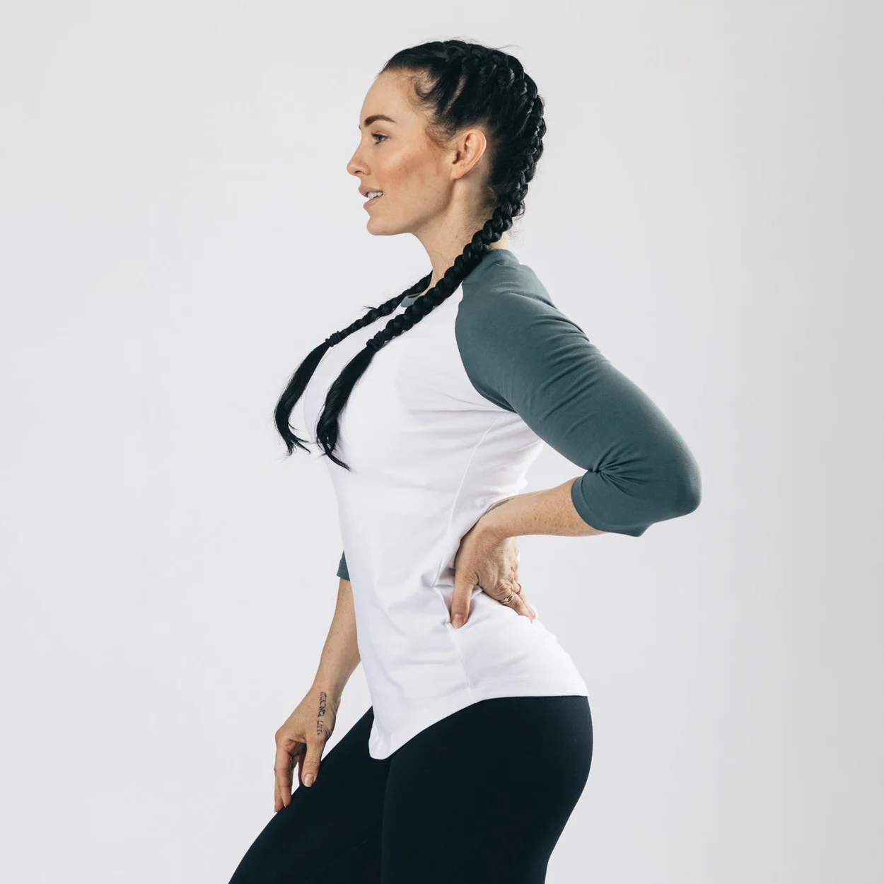 High Quality 100% Combed Cotton Jersey Three Quarter  Sleeve Raglan Sleeves Style T Shirt For Women