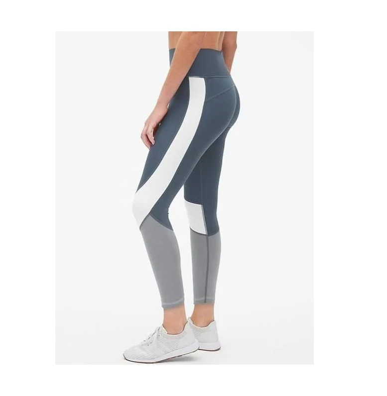 Wholesale Fashion Elastic Ankle Length Tights Outdoor Sports High Waist Striped Leggings For Women with custom logo
