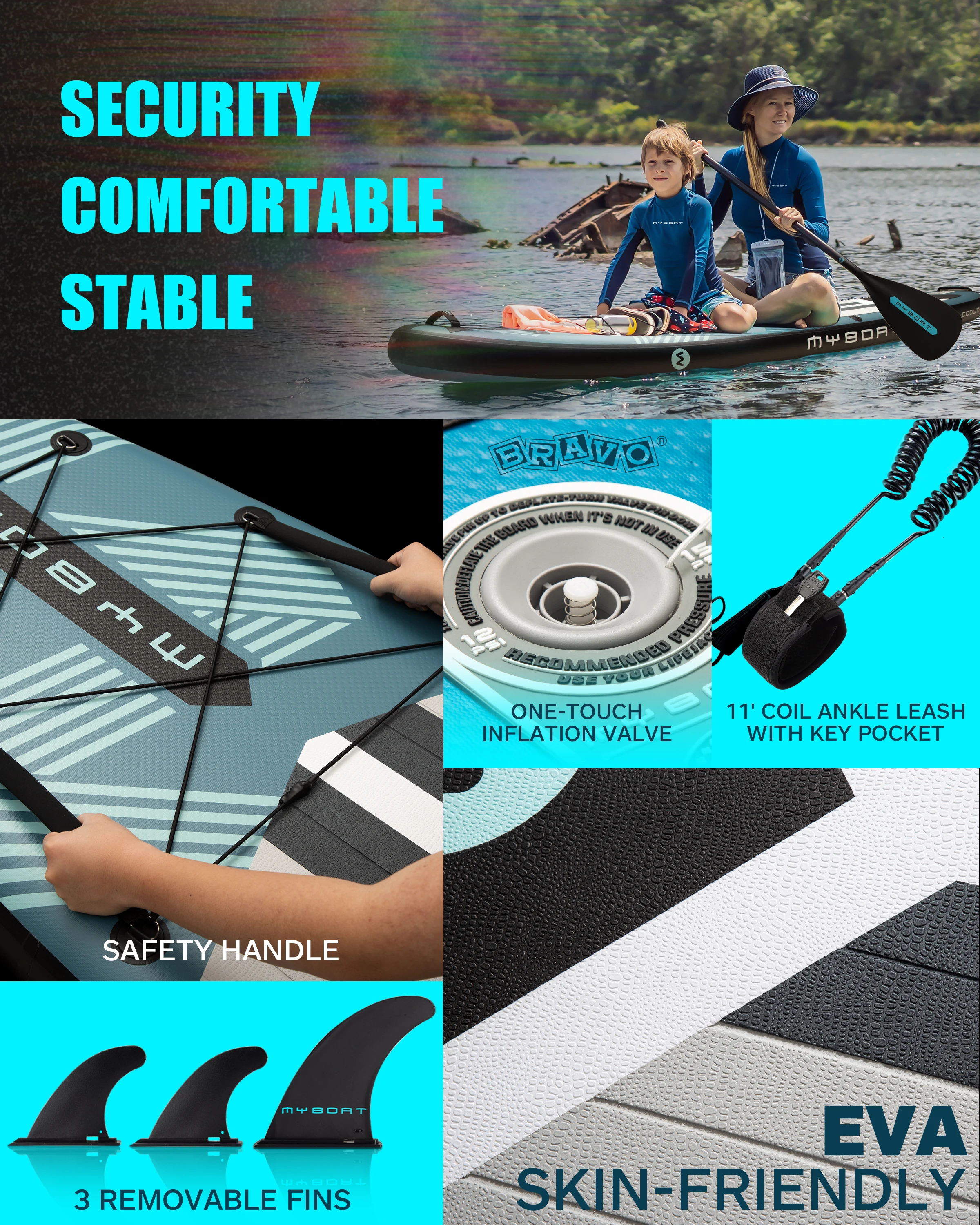 Myboat series new design weihai factory whole sale hot selling high quality OEM ODM inflatable sup board stand up paddle board