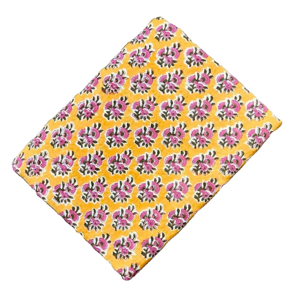 High o Demand Light Yellow Custom Printing Cotton Fabric for Bedsheet and Mattress from Indian Supplier
