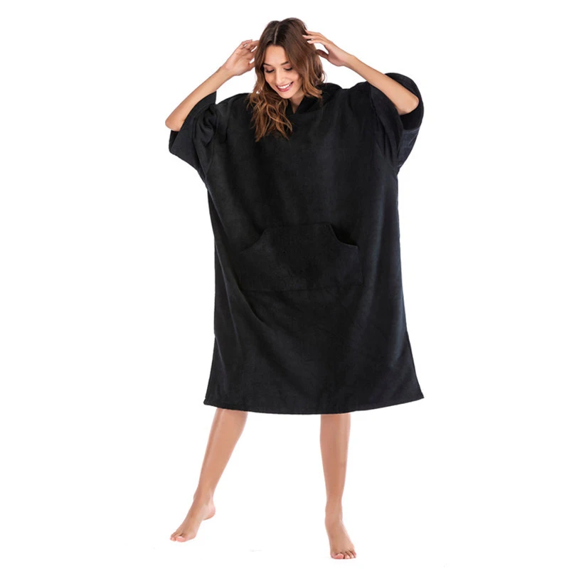 Wholesale Custom Adult Kids Beach Surf Swim Diving Hooded Poncho Half Sleeve Changing Towel Robe Surf Poncho with Hood