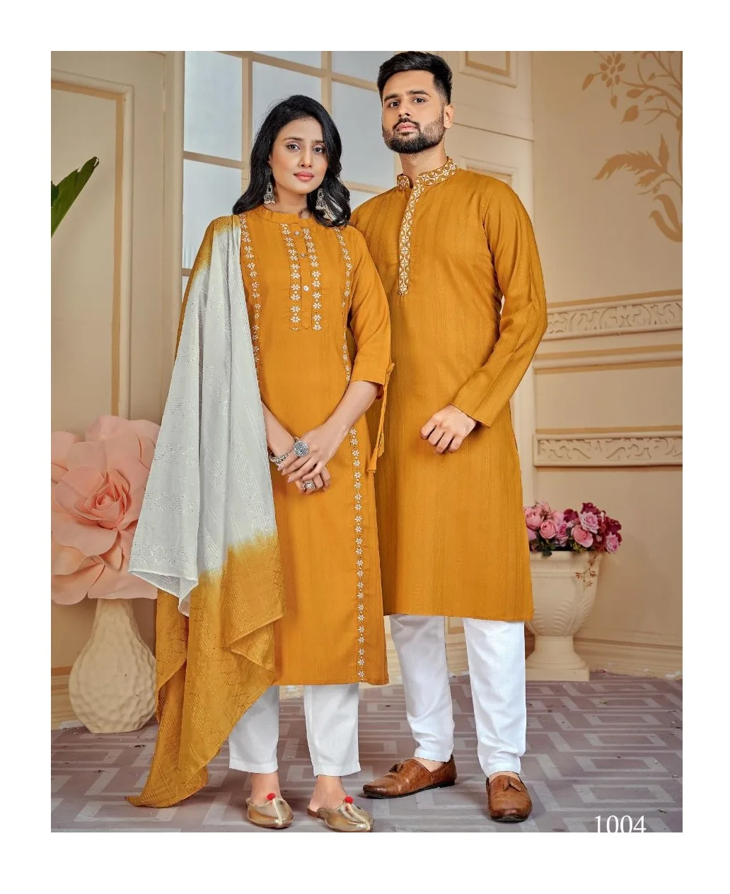 Indian & Pakistani Special Designer Couple Kurta Combo Of Kurta With Payjama & Kurti With Pant for Beautiful Lovely Couple