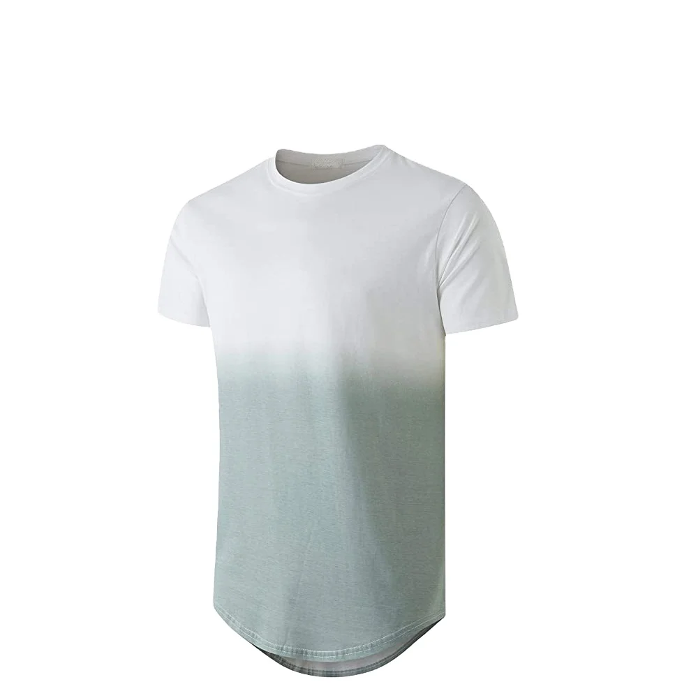 Round Bottom Curved Hem Long Side Men Tops O-Neck Tees 100% Cotton Custom Longline Fashion Men T Shirt