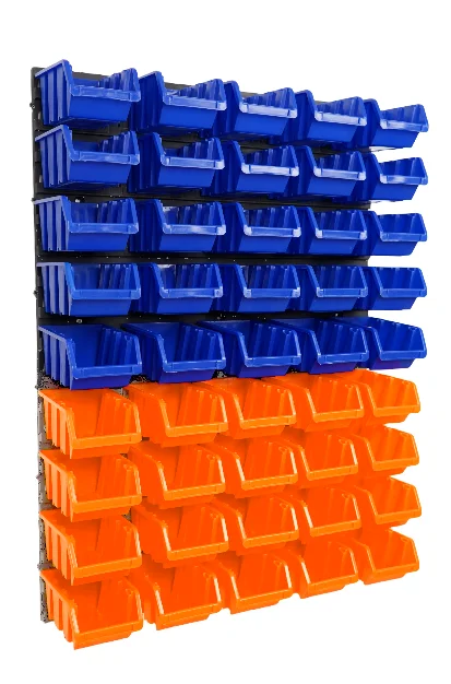 Good Selling 47 PCS Wall  Pegboard Storage Tool Blue Red Black Bit  Bin Set Box Hanging  Set With Tool