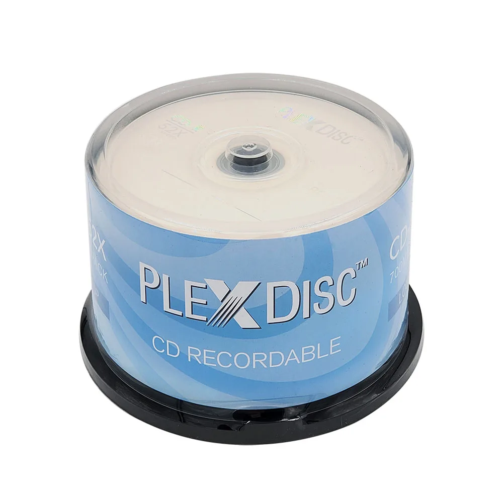 PlexDisc CD-R 700MB 52X Logo Top Recordable Media - 50pk Cake Box, 50 Discs
