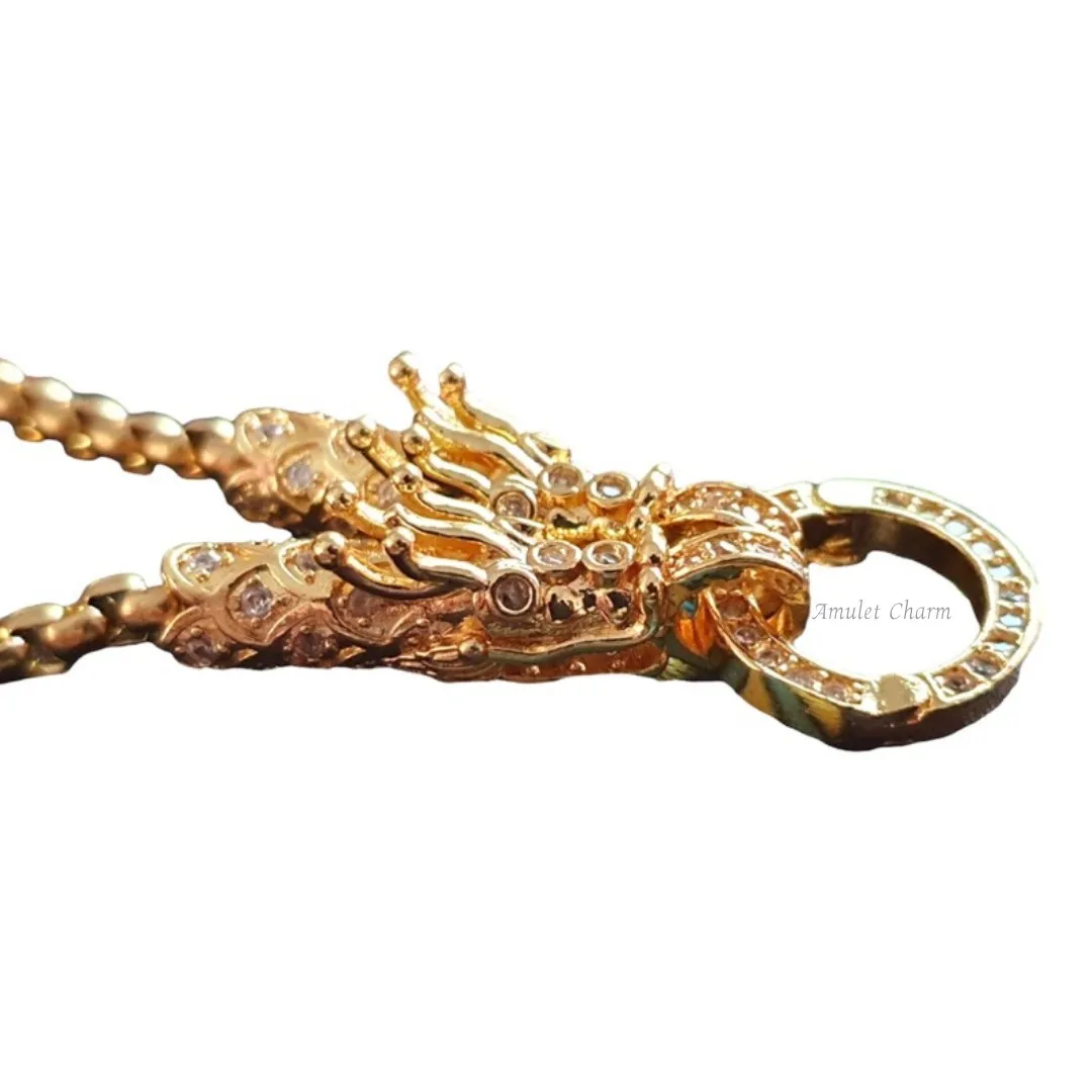 Hight grade laser encrusted dragon head gold necklace For hanging pendants or amulets beautiful strong durable