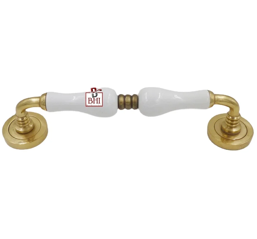 BRASS LEVER ON ROSE WITH CERAMIC GRIP Lever Handle door handle lock  (47mm Rosex115mm Handle)