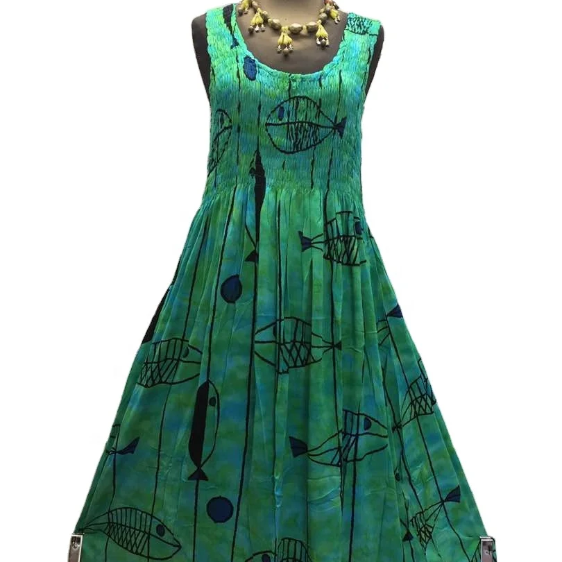 New trending Design Unique Style Long Maxi Fish Print Dress Sleeveless exclusive style Dresses