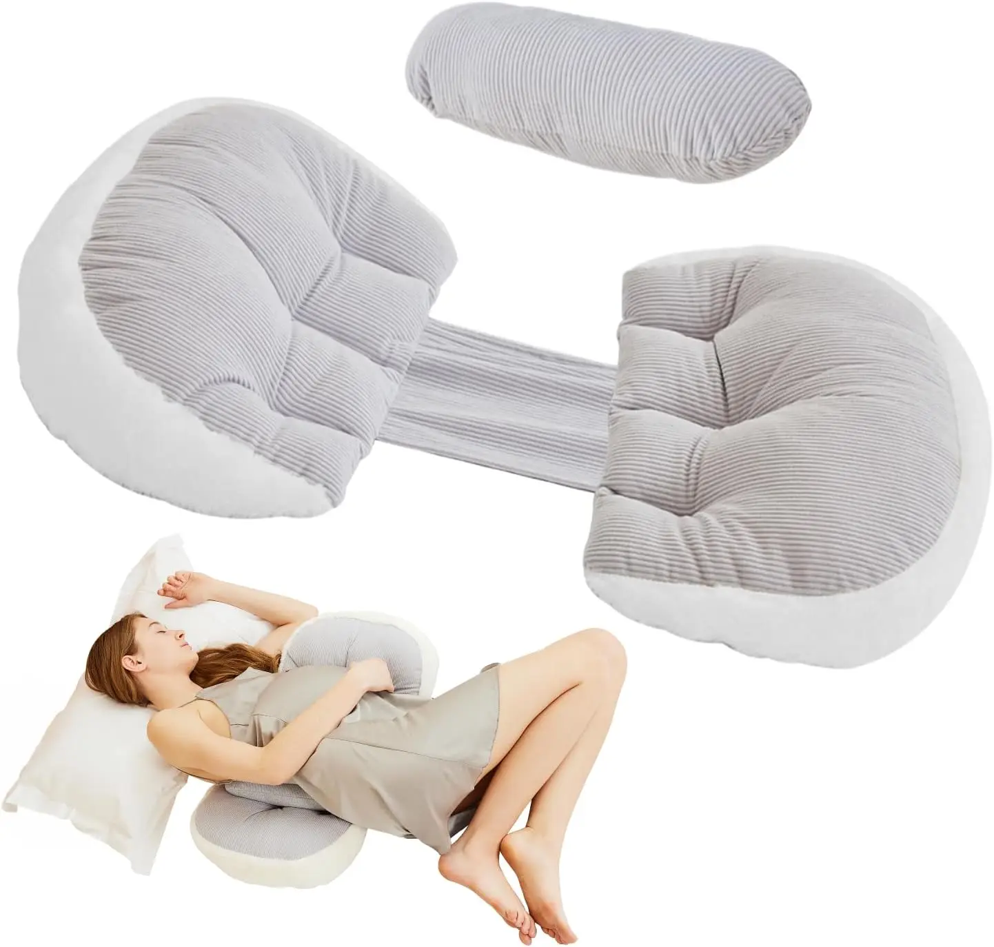Pregnancy Pillow for Sleeping Faux Fur Luxury Maternity Pillow Support for Back