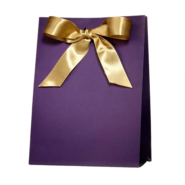 Bag Supplier Promotional Blue Jewelry Packaging Gift Bag Purple Gift Paper Bag Wiht Bow Tie