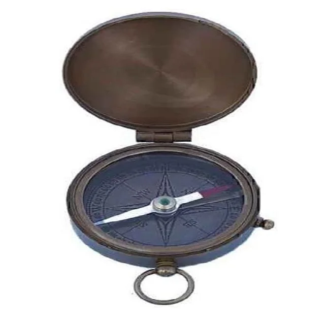 Wholesale Antique Brass Lewis and Clark Pocket Decorative Metal Case Pointing Guide for Hiking Custom Size