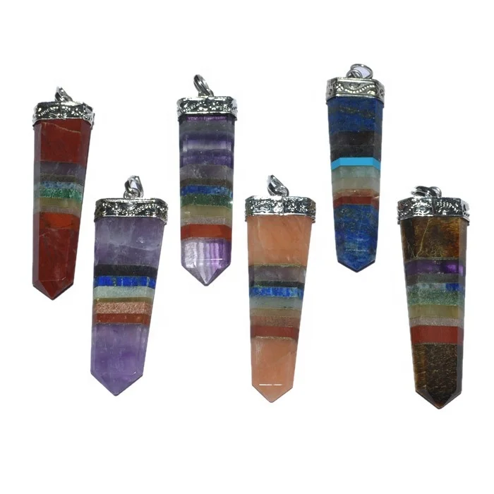 Om Golden 9 Stone Pendants wholesale metal chakra stone pendants