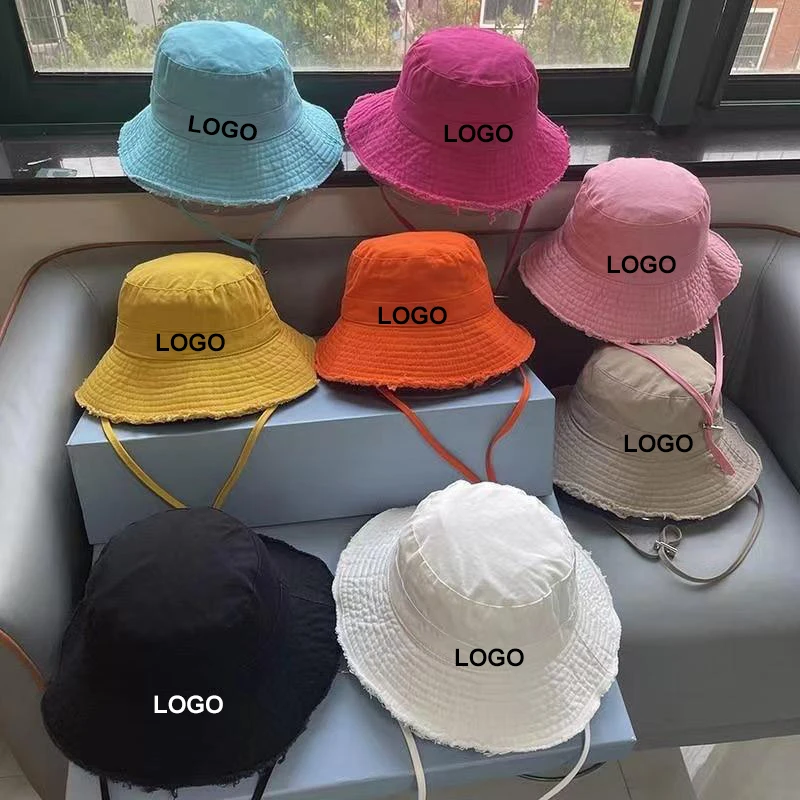 2024 new zjm Pink Fisherman Sunshade Bucket Hat with Large Eaves Furred Edge Water Washable Beach Ski Custom Logo Sun Protection