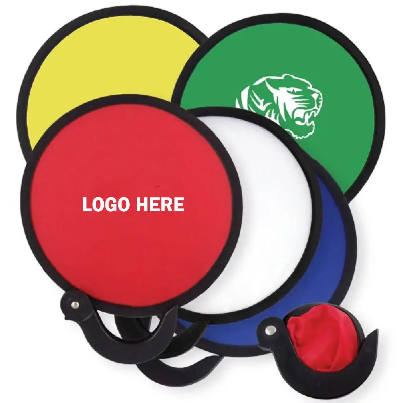 Custom Printed Nylon Round Folding Hand Fan: Flexible and Foldable Disc Fan for Summer Promotion and Outdoor Play