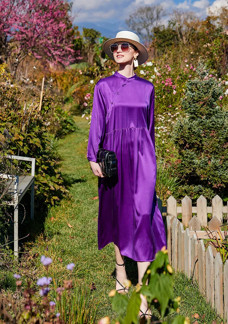 Wholesale Best Seller Design By Italy Latest Autumn Collection Solid Purple Beauty Dress For Women