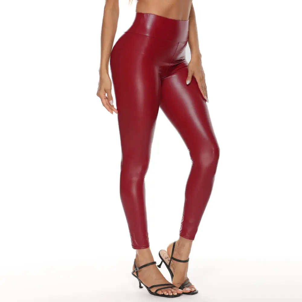 High Quality Thin Velvet Trousers PU Leather Thicken Warm Pants  Plus Size High Waist Leggings
