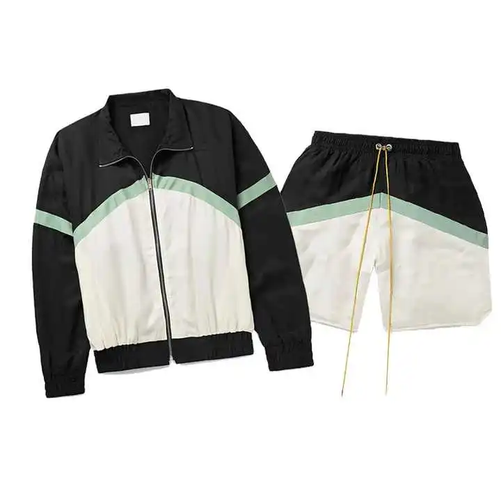 Luxury Black Casual Patchwork Sport Set long sleeve suits for men new design training jogging wear windbreaker tracksuit