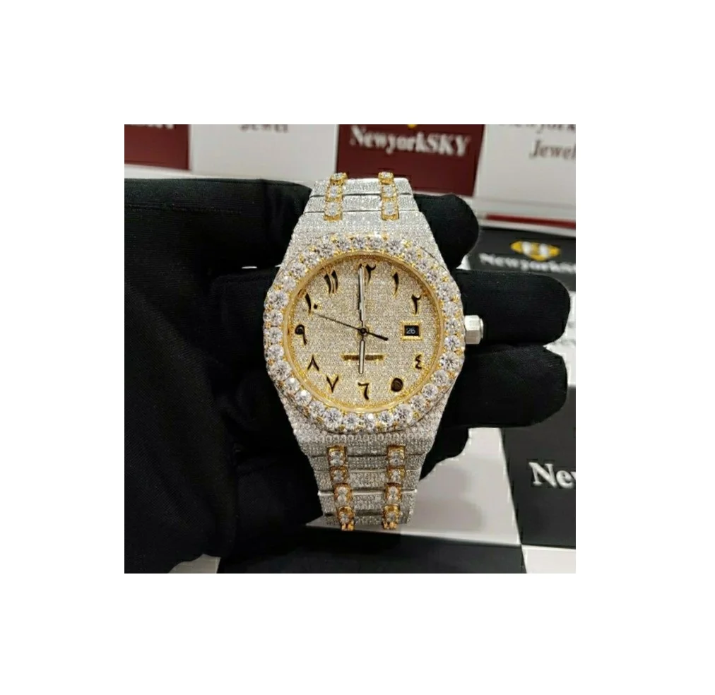 New Brand High Quality Autometic Movement Iced Out Luxury Customized Hip Hop Vvs Moissanite Diamond Wrist Watch For Men  Women