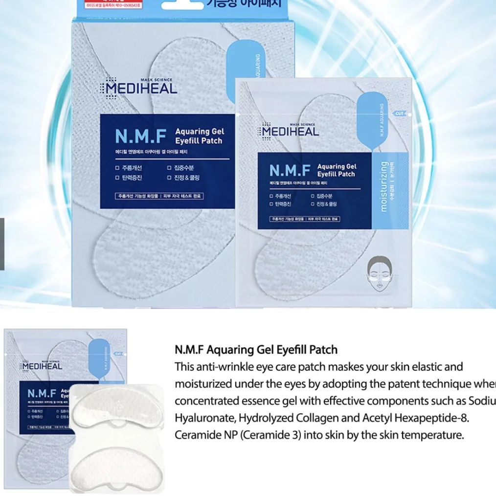 MEDIHEAL NMF Gel Eye Fill Eye Patch/Mask Box 5pcs Organic Collagen Vitamin C Moisturizer Sheet for Firming Lightening Eye Care