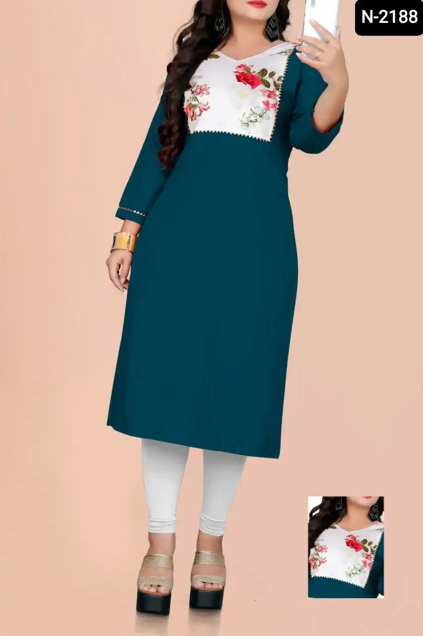 Indian and Pakistani Digital Printed Pure Rayon Ready to Wear Kurtis with Plus Size Available for women wear Casual Wear Kurti