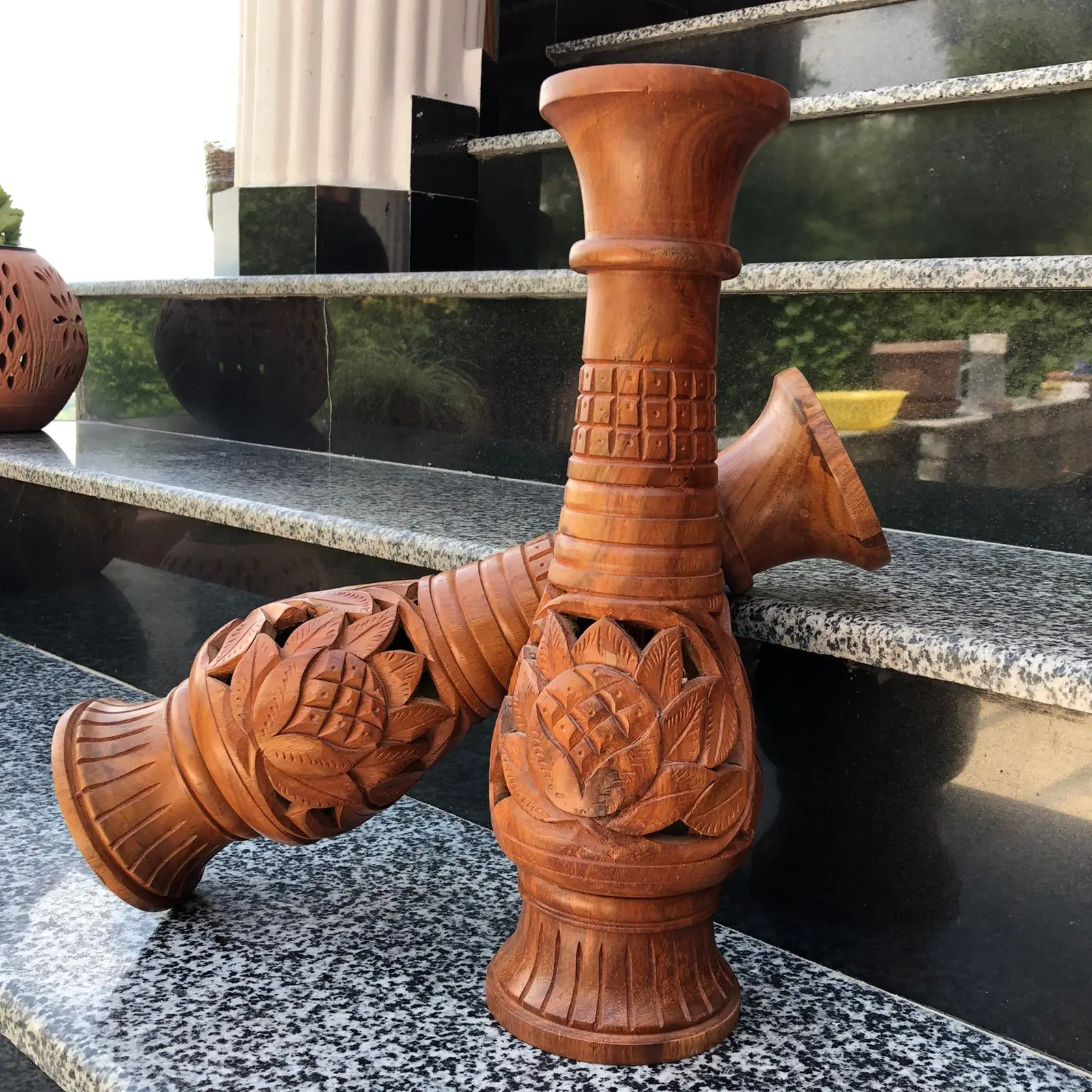 Hand Carved Custom made Wooden Flower Vase Home Decoration Wooden Vase Indoor wooden vase