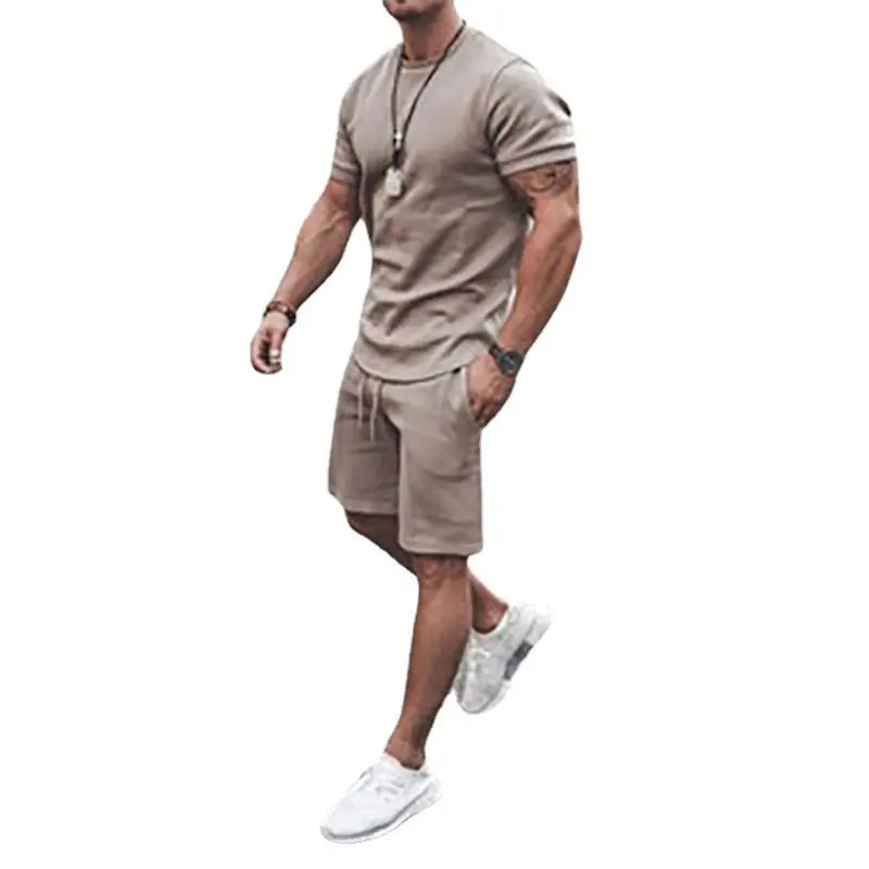 Summer Collection Custom Logo Or Design Cotton Gym Men T Shirt Jogging Wear Round Neck 2 Piece With Shorts