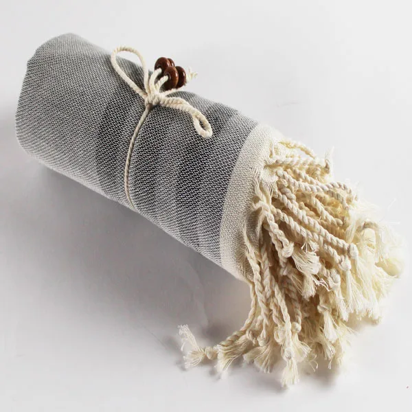 Wholesale 100 % Cotton Pestemal Best Sellers Turkish towel hammam beach pool spa natural cotton Dark Green & Black Lara Towel