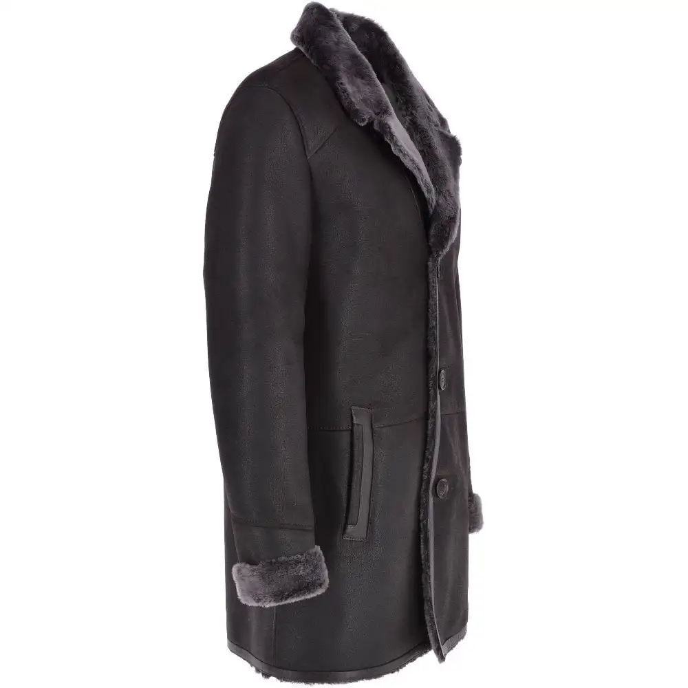 Men Single Breasted Sheepskin Coat Genuine Leather Made from Pakistan