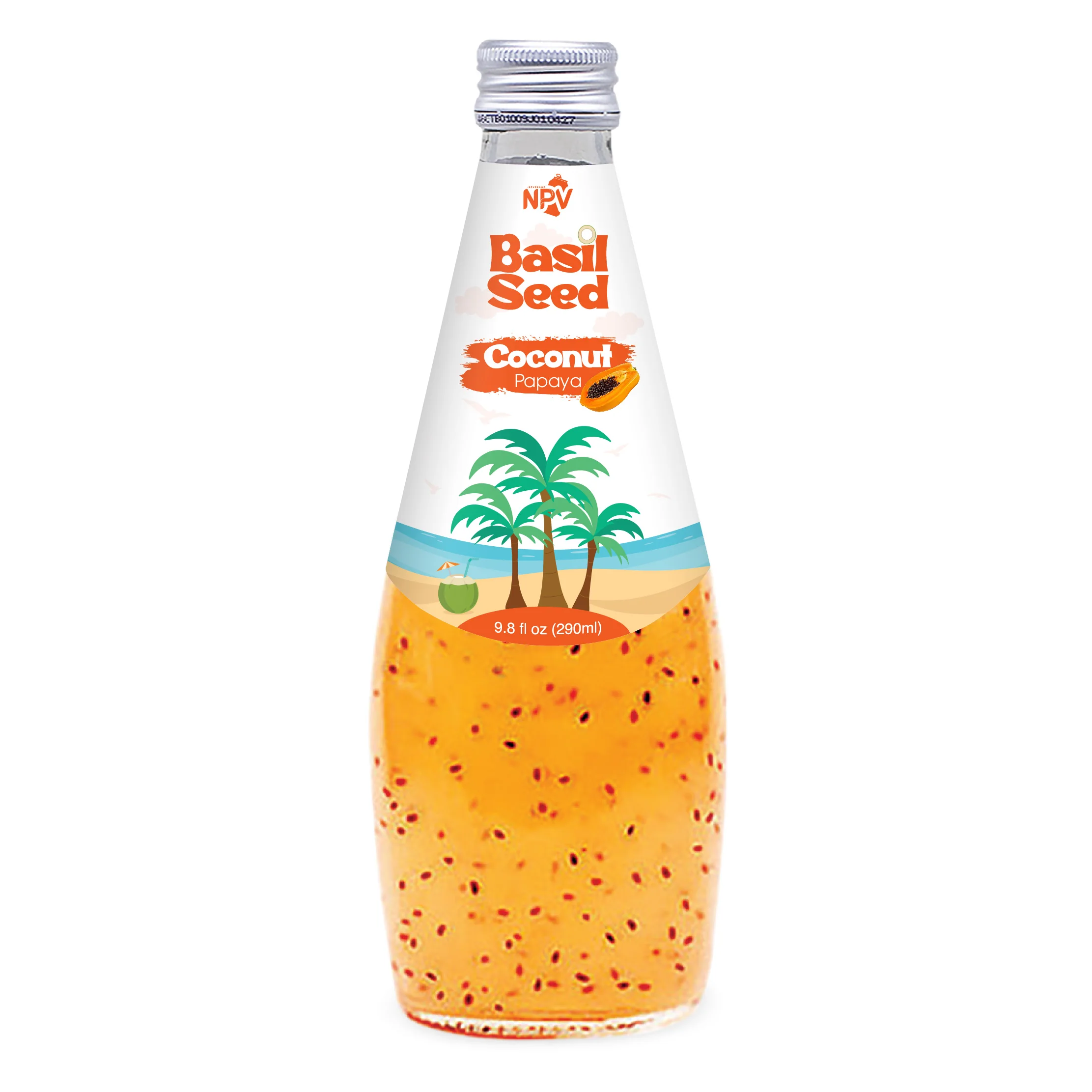 Supplier OEM  290 ml bottle  Basil Seed Drink Coconut Water Strawberry  Flavor Free Sample Free Design
