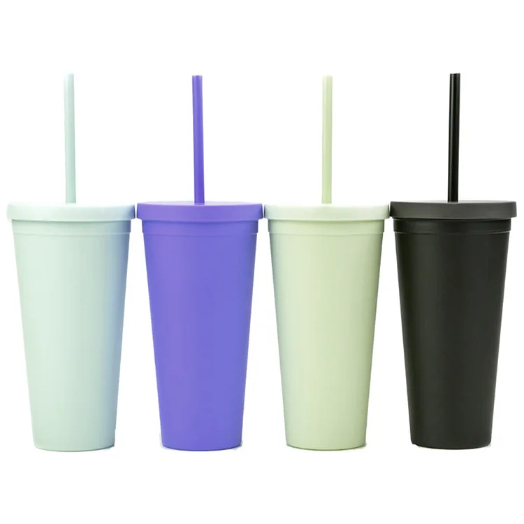 Plastic Cold Cup with Straw and Lid Pastel Colours Cup Inspired Iced Coffee 24oz  Cup Size Large