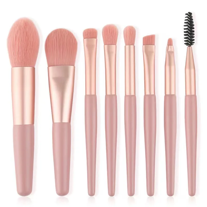 8pcs High Quality Nylon Hair Vegan Makeup Brush Set Custom Logo Wholesale for Face and Eye Powder Foundation