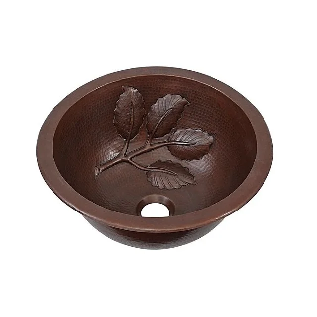 Classic design copper hammered wash basin sink round shape customized size kitchen sink for best selling