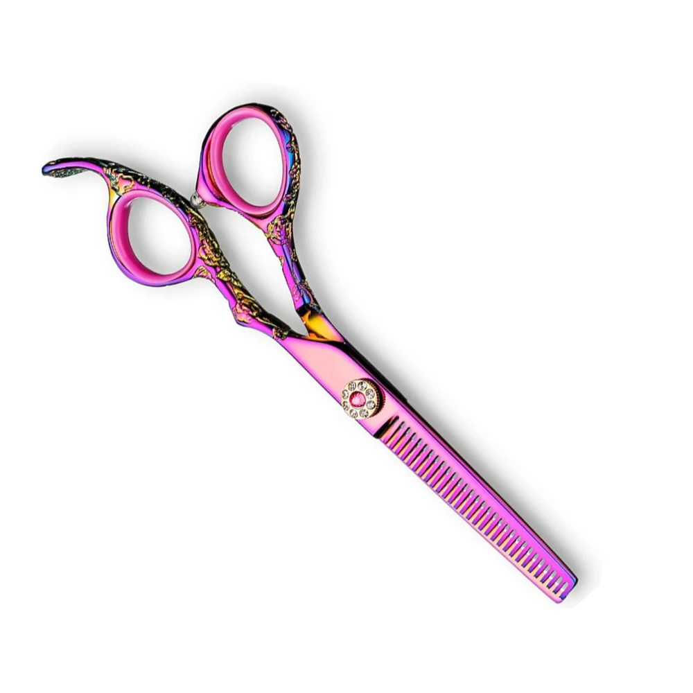 Titanium Color Coated Hair Thinning Scissors With Fix Finger Rest Sharp Edge Barber Thinning Shears For Beauty