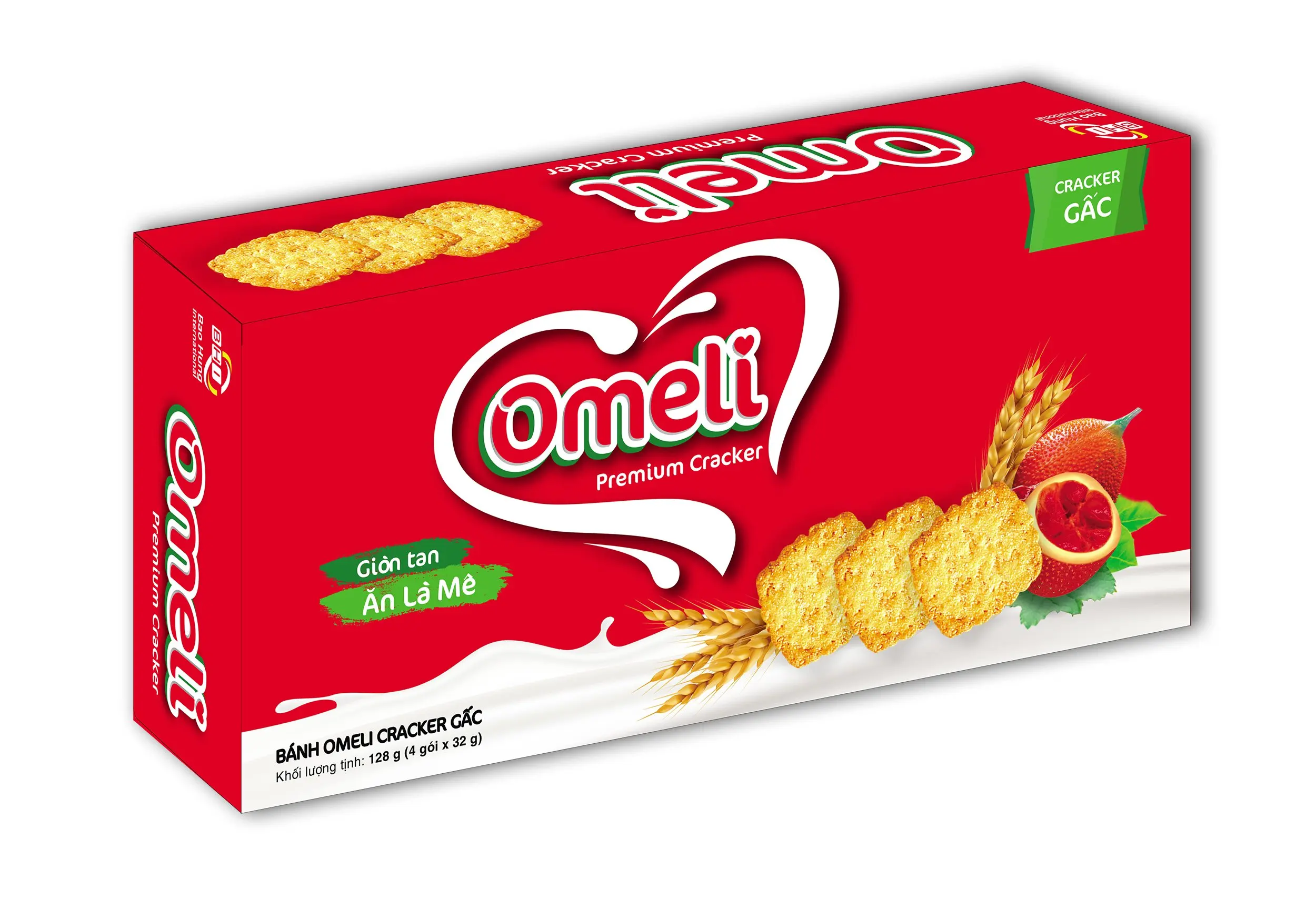 Vietnamese Gac Fruit & Sesame Chocolate Flavored Cracker Biscuits Thin & Crispy 12-Month Shelf-Life Wheat Flour-Based