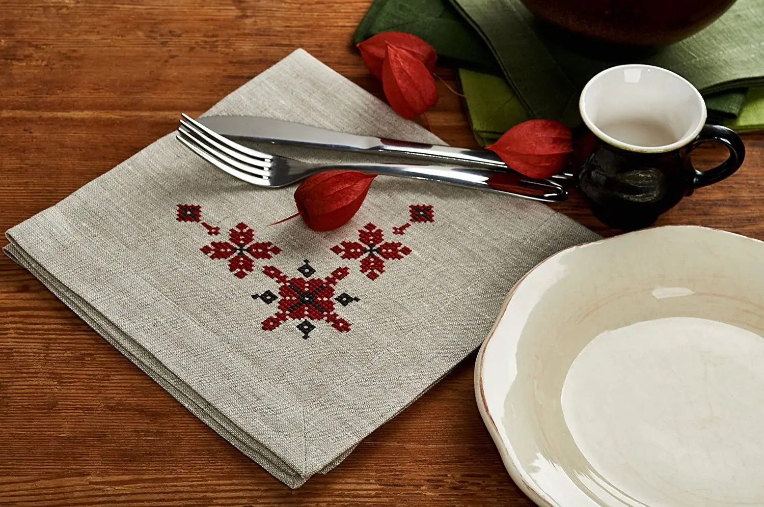 Embroidery Cloth Napkins Dinner Napkins Washable Soft Reusable for Dining Table Wedding Party Family Dinner OEM