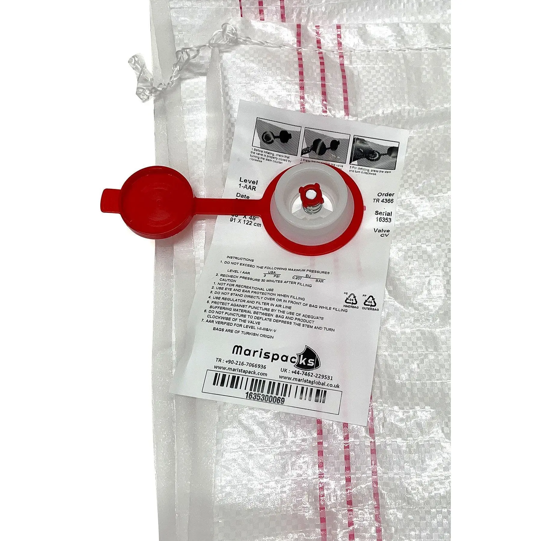 Marispacks Dunnage Air Bag x 20 pieces (91x122 cm, AAR certified, Level-1, Polypropylene)