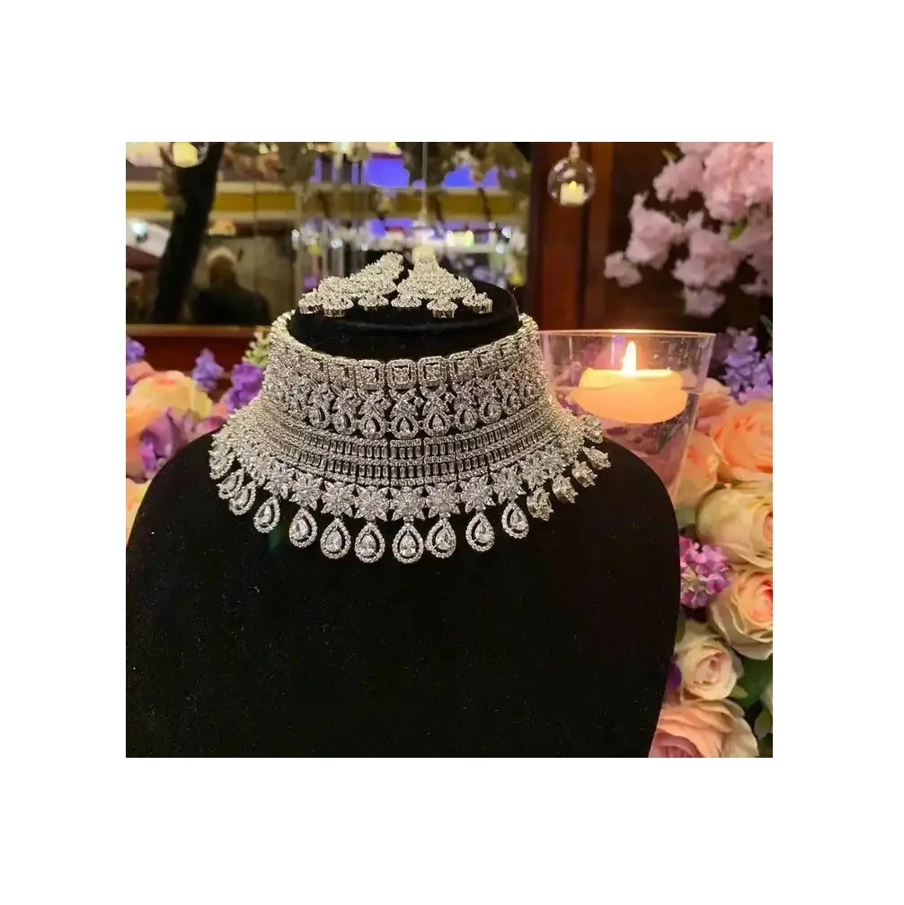 Hand crafted 14kt white gold pretty womens necklace enhance with lab grown diamonds fully iced out unique style with vvs clarity
