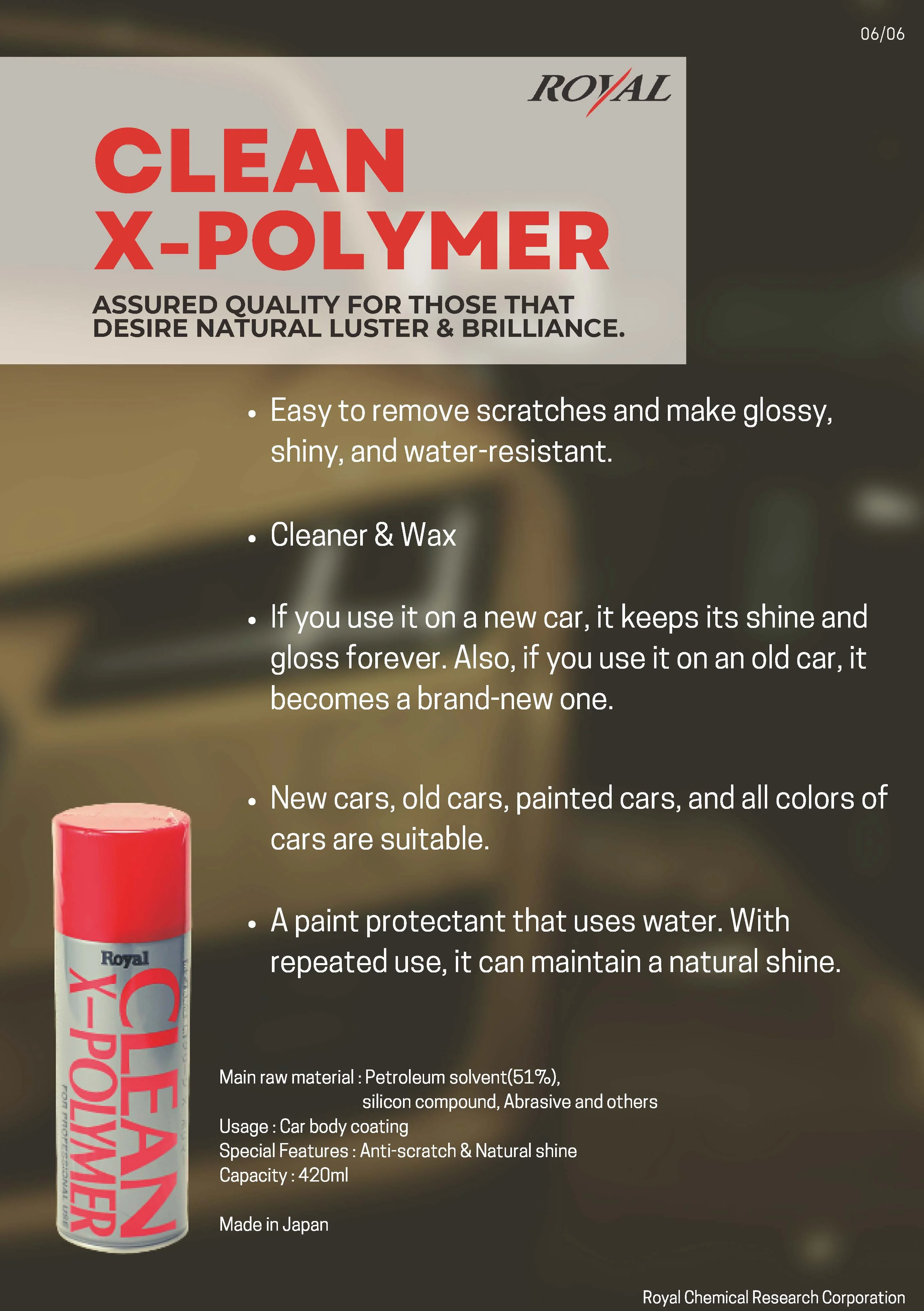 CLEAN X POLYMER- Body paint protective spray