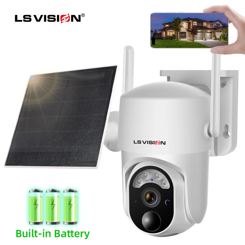 LS VISION 3MP 5W WIFI HD PTZ Outdoor Inside Wireless 4G Solar Panel Camarass De Seguridads One Len Surveillance Camera
