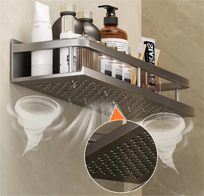 wall mounted luxury floor cabinet metal shelf no drill stainless steel golden bathroom shelves