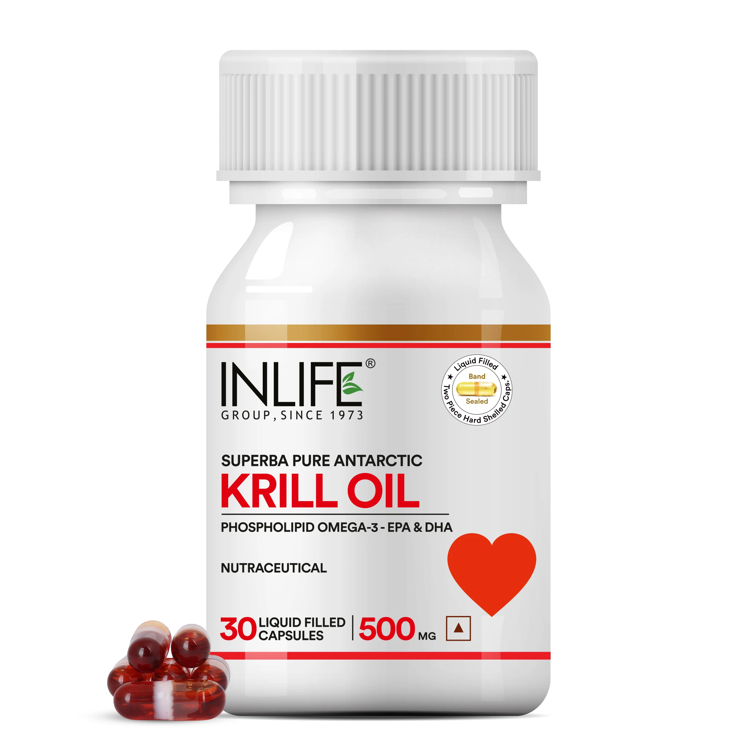 Inlife Krill Oil 500mg Health Softgel Capsules Booster Dietary Supplement Omegas 3 Krill Oil Fish oil for healthcare