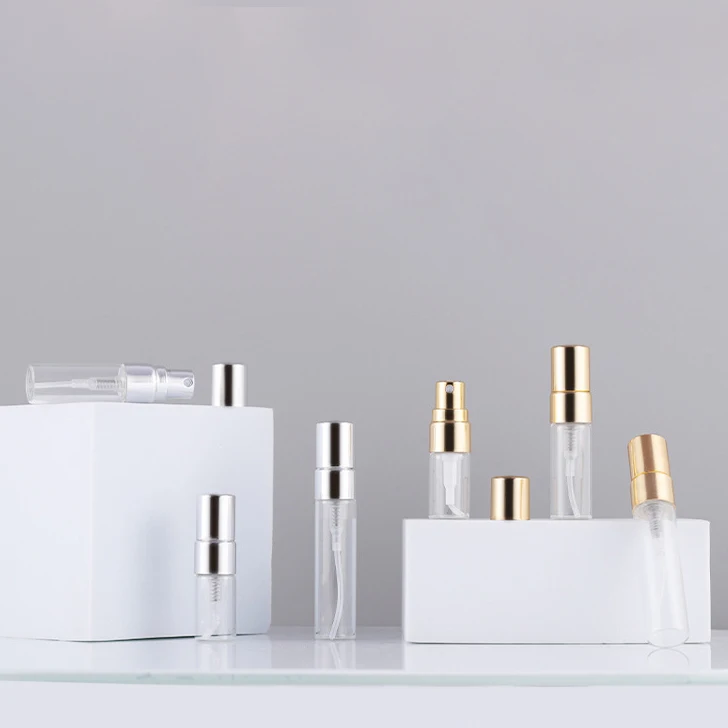 Round Clear Portable Glass Perfume Bottle 2ml 3ml 5ml Empty Travel Spray Pump Atomizer Mini Test Perfume Bottle