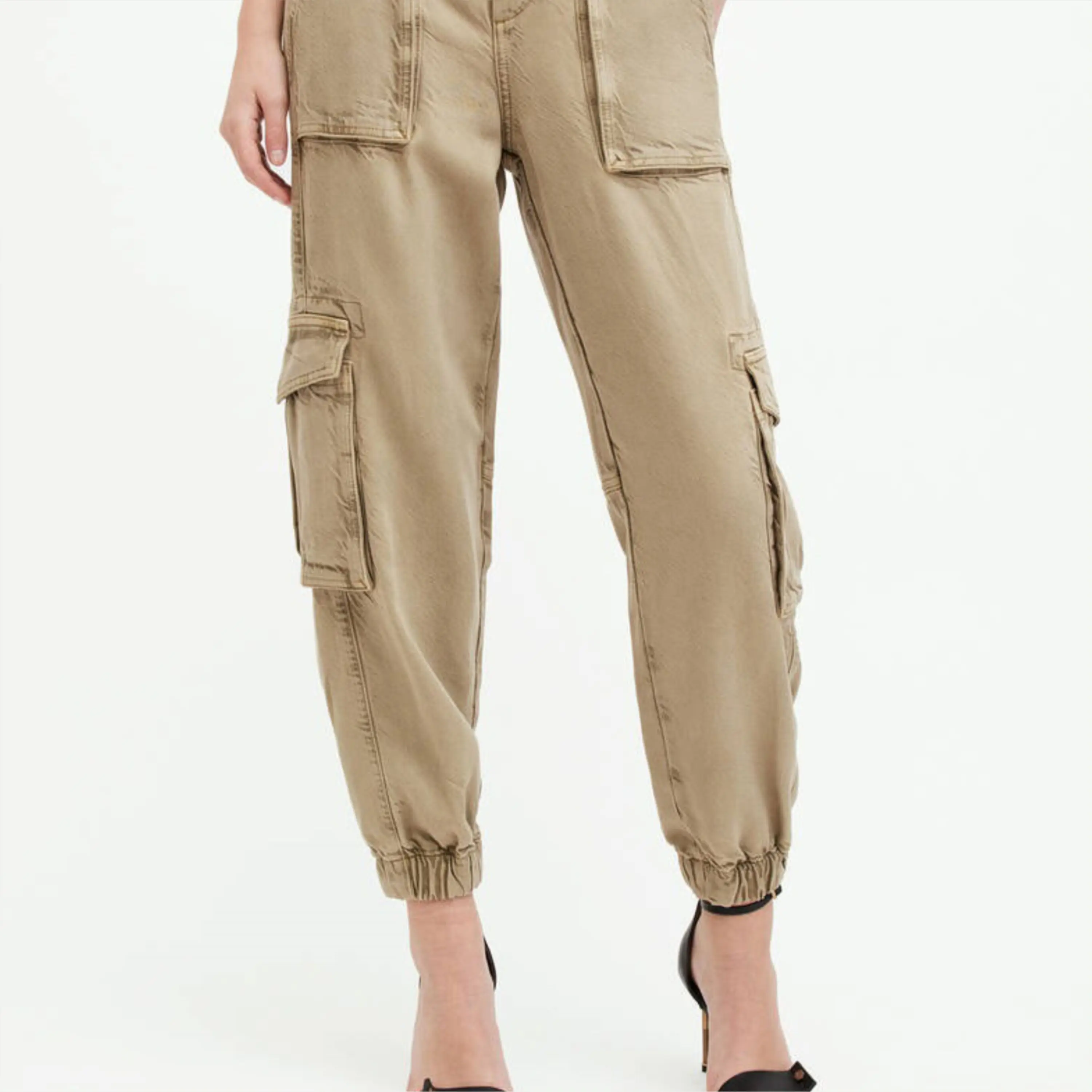 Women Plus Size Casual Cotton Sweat Jogger Trousers Wide Leg Pants With Spandex Fabric Cargo Pants Women For Women