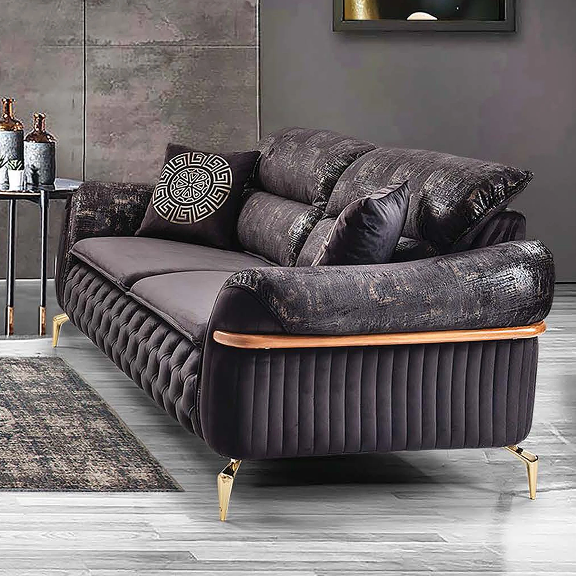 Modern Living Room Furniture Sofa Set Sofa Bed with stainless waterproof Fabric Turkish Furniture Chesterfield Sofa Set with Bed