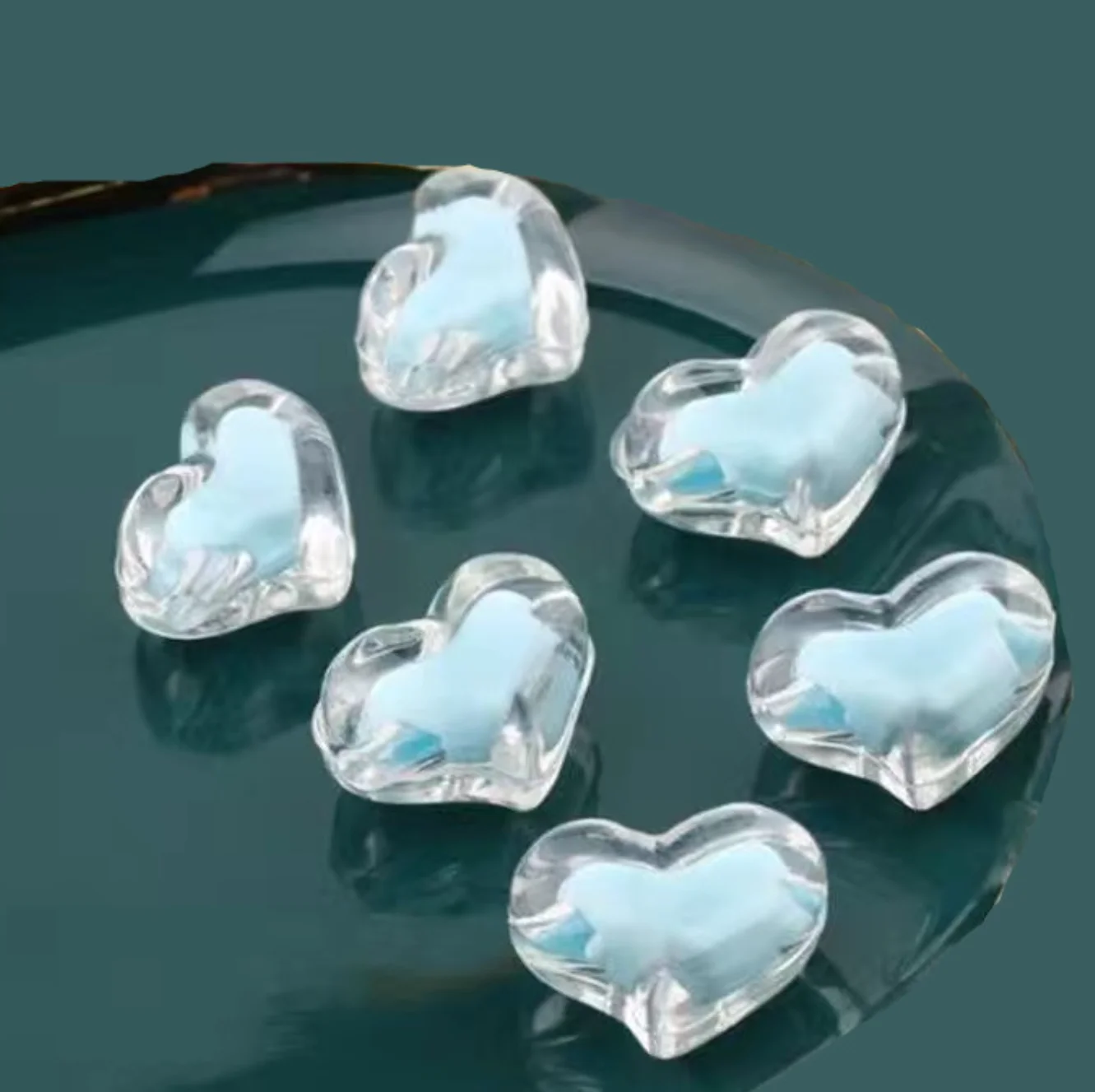 20MM  215pcs  transparency  Acrylic heart Beads hole frog spawn  Chunky Loose Spacer Beads Inner Colored Round Beads Jewelry Mak